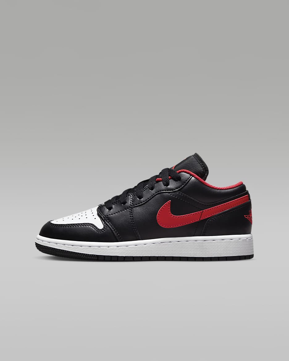 Air Jordan 1 Low Older Kids' Shoes - Black/White/Fire Red