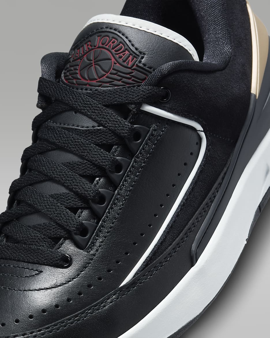 Air Jordan 2 Retro Low "Black/Varsity Red" Women's Shoes - Black/Metallic Gold/Off White/Varsity Red