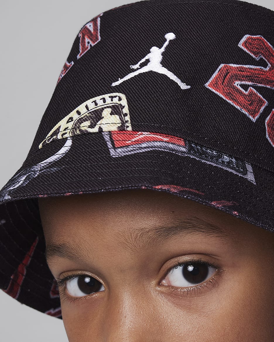 Gorro tipo pescador para niños talla grande Jordan Icons - Negro