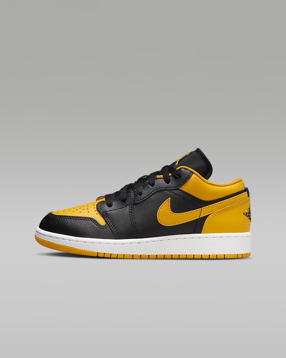 Air Jordan 1 Low Older Kids' Shoes - Black/White/Yellow Ochre