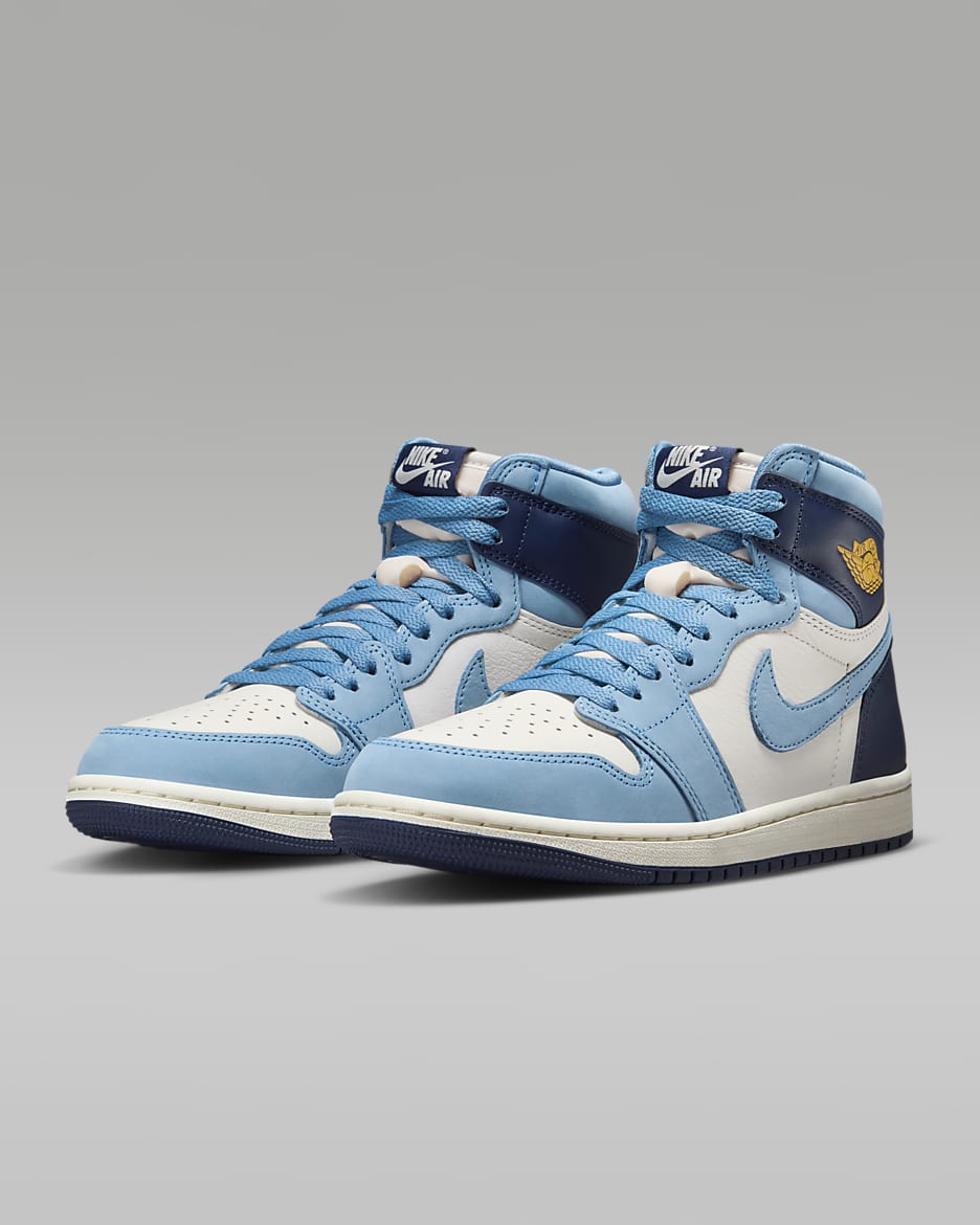 Air Jordan 1 Retro High OG "First in Flight" Women's Shoes - University Blue/Sail/Midnight Navy/University Gold