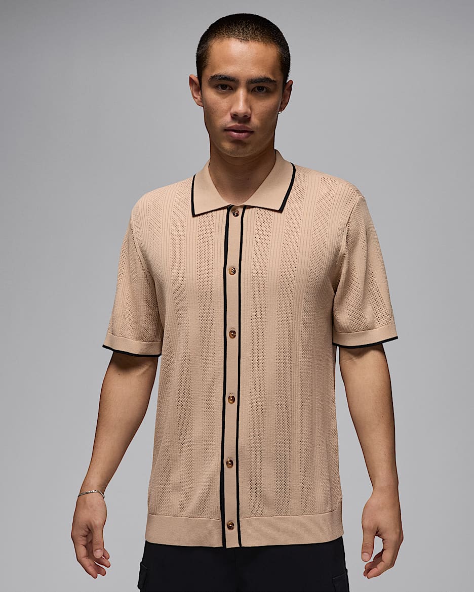 Camisa de golf de manga corta para hombre Jordan Sport - Lino/Negro/Lino