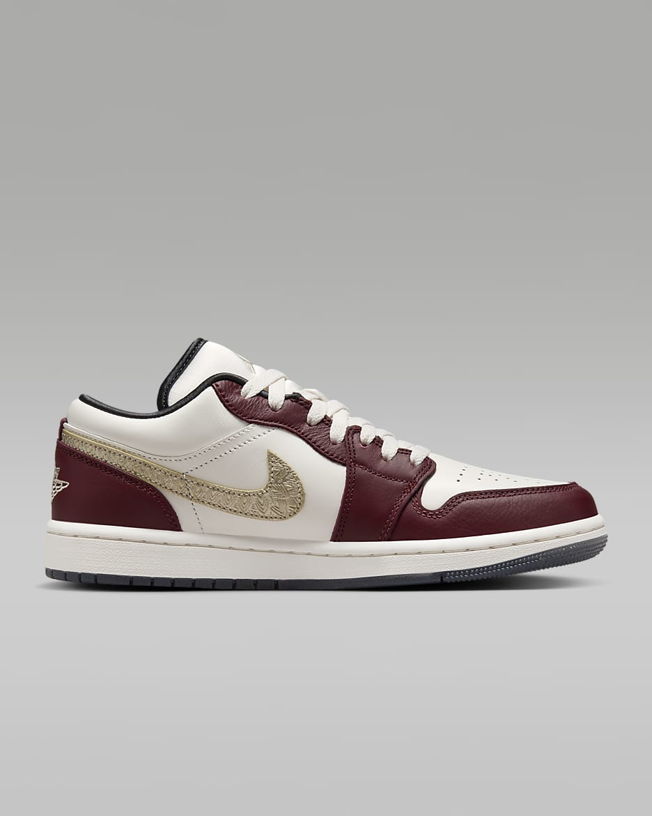 Air Jordan 1 Low SE Lunar New Year Women's Shoes - Sail/Dark Team Red/Dark Smoke Grey/Metallic Gold Grain