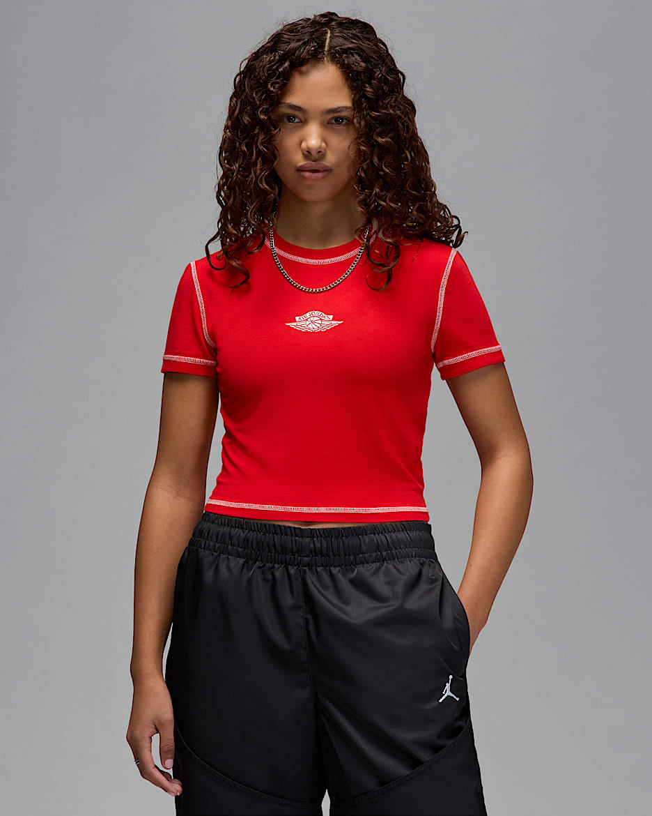 Playera de manga corta cropped para mujer Jordan Rare Air - Rojo universitario