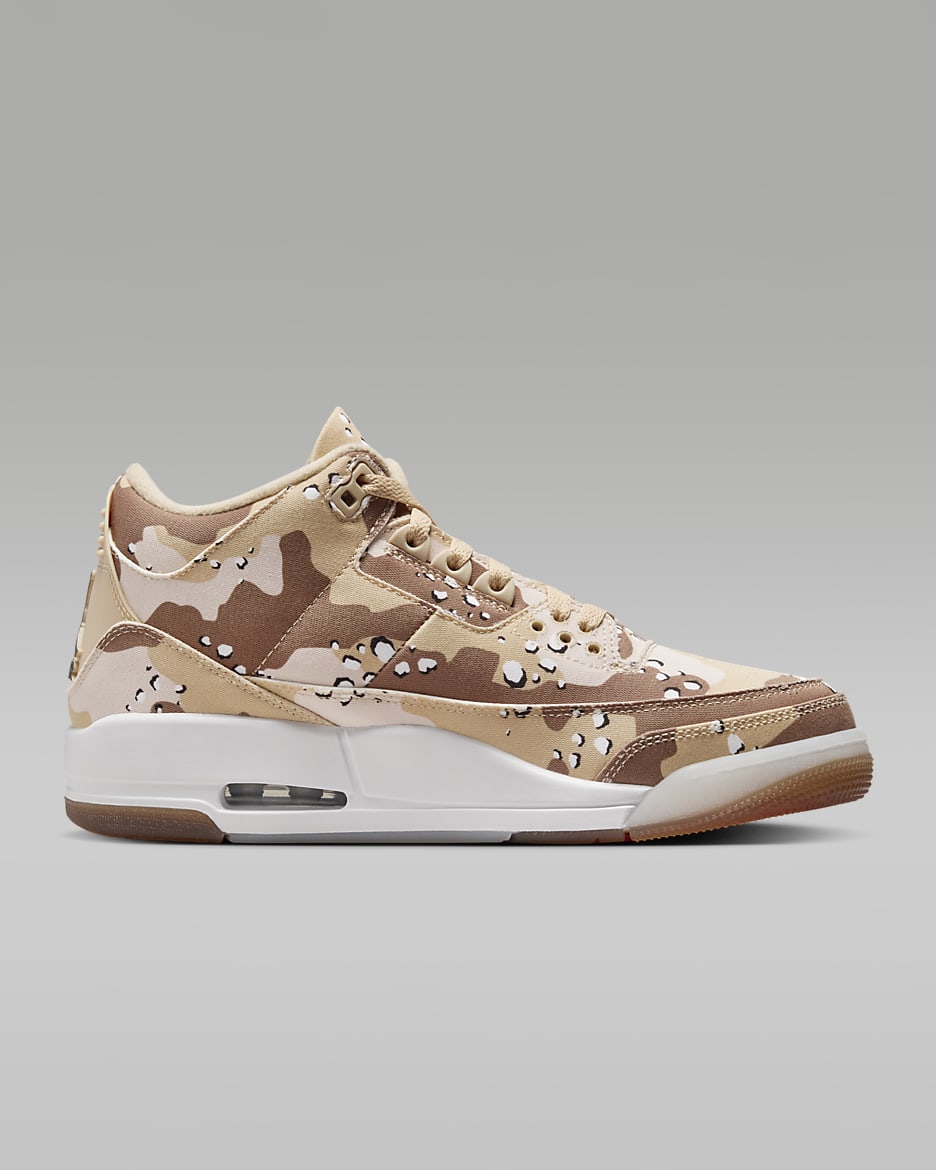 Tenis para mujer Air Jordan 3 Retro Tex "Desert Camo" - Madera a la deriva oscuro/Cáñamo/Marrón terciopelo/Vela