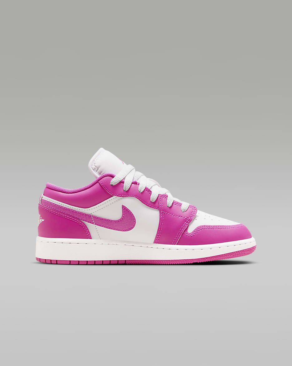 Air Jordan 1 Low Big Kids' Shoes - Fire Pink/White/Iris Whisper