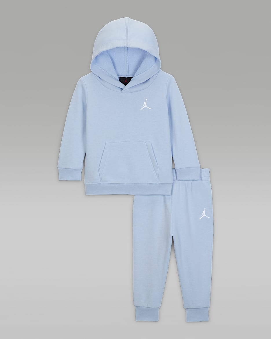 Conjunto de sudadera con gorro sin cierre de French Terry Brooklyn de dos piezas para bebé Jordan - Azul hidrógeno