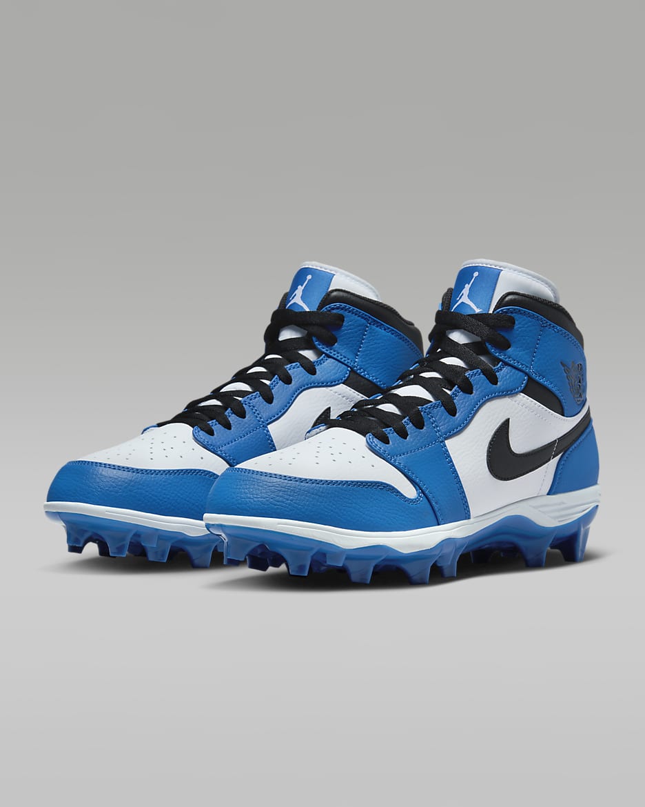 Jordan 1 Mid TD Men's Football Cleat - White/Royal/Black