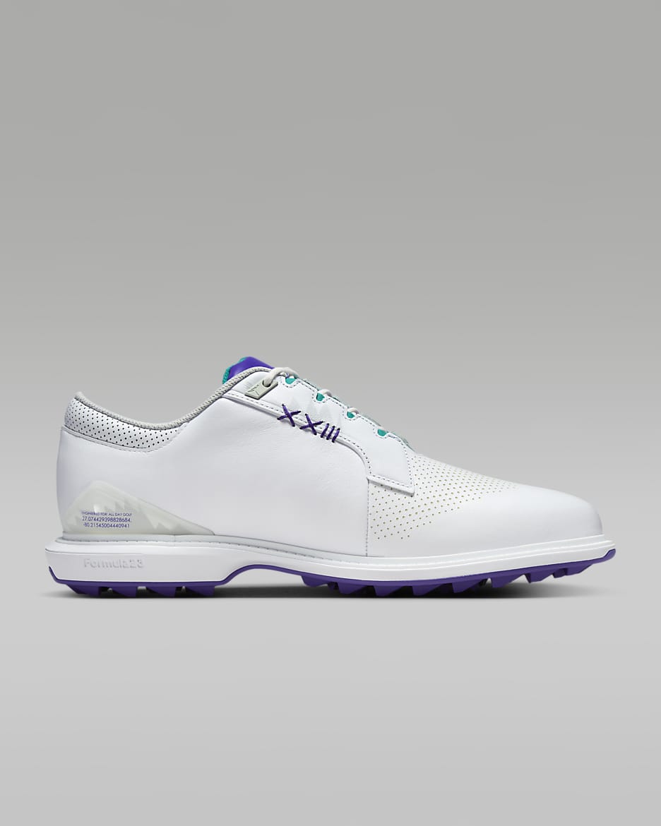 Tenis de golf (anchos) Jordan ADG 5 - Blanco/Esmeralda creciente/Hielo uva