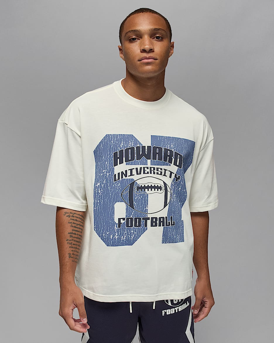 Jordan Flight Essentials x Howard University Men's Oversized T-Shirt - Sail/University Red