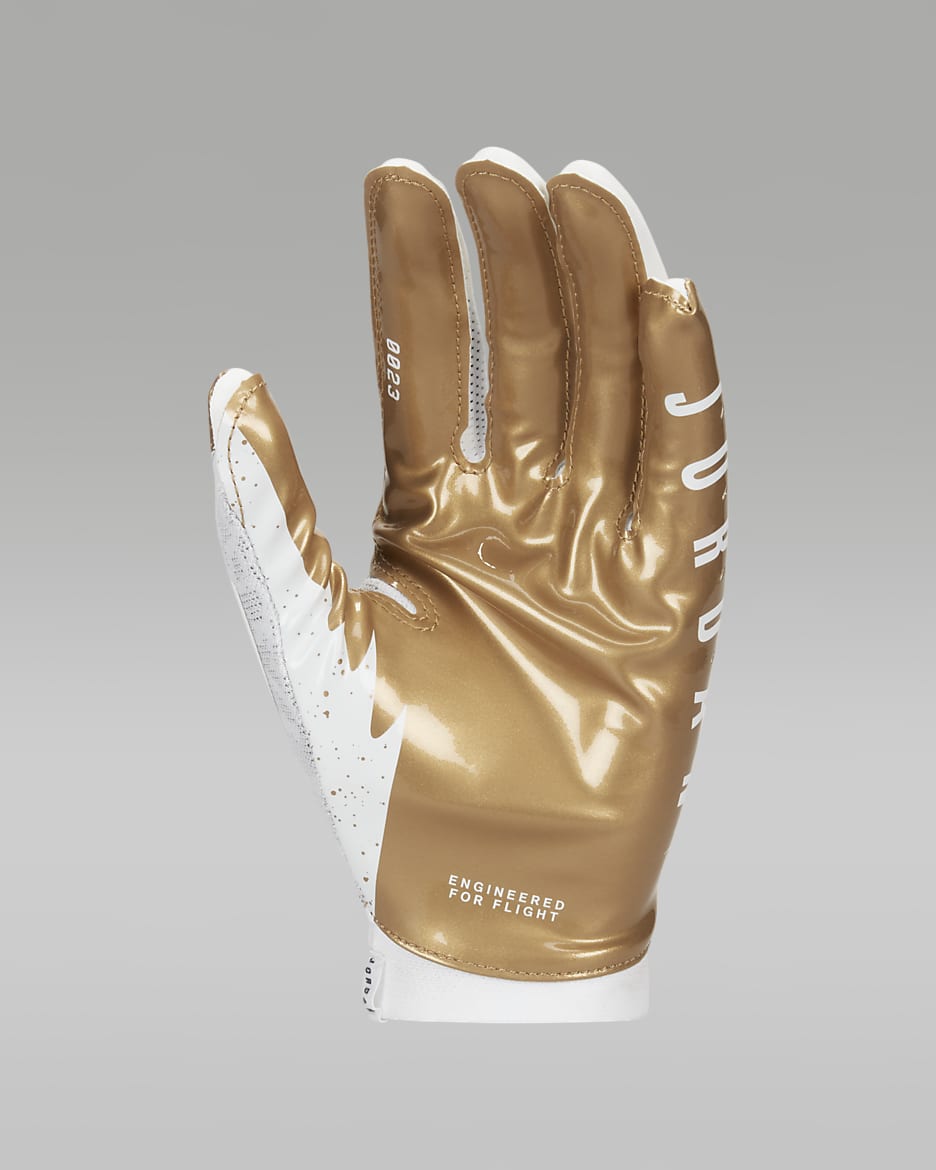 Jordan Knit Metallic Football Gloves (1 Pair) - White/Gold