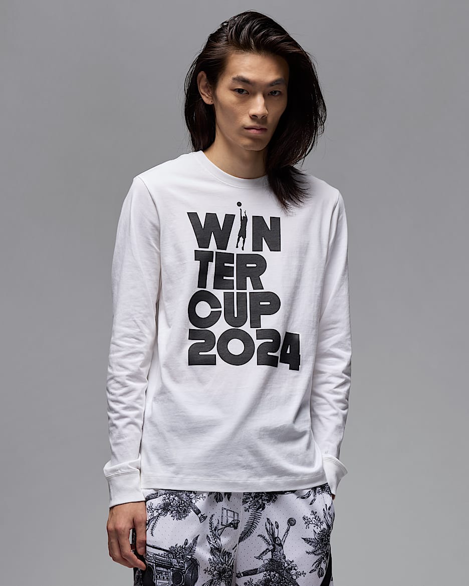ジョーダン ウインターカップ 2024 メンズ ロングスリーブ Tシャツ - ホワイト