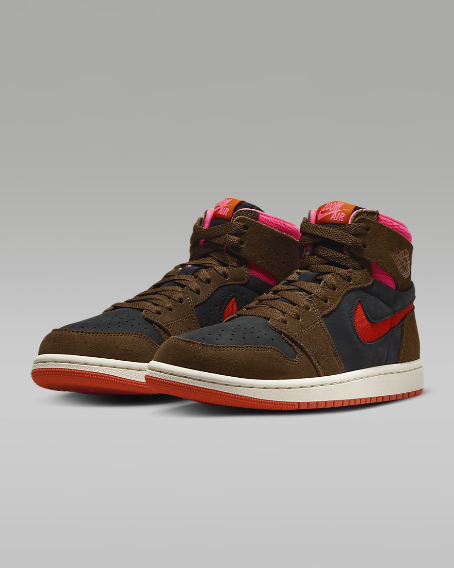 Air Jordan 1 Zoom CMFT 2 Women's Shoes - Cacao Wow/Black/Hyper Pink/Picante Red