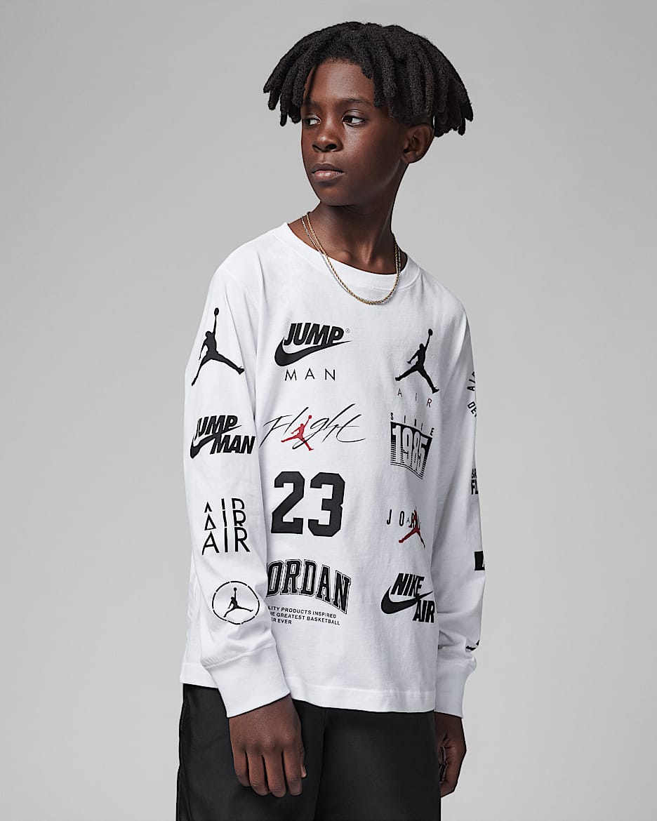ジョーダン レベル アップ ロングスリーブ Tシャツ ジュニア ロングスリーブ Tシャツ - ホワイト