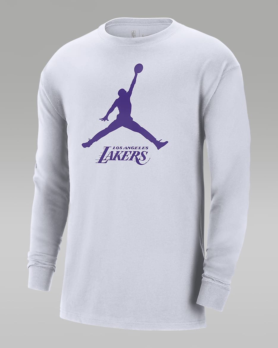 Playera de manga larga de la NBA Jordan para hombre Los Angeles Lakers Essential - Blanco