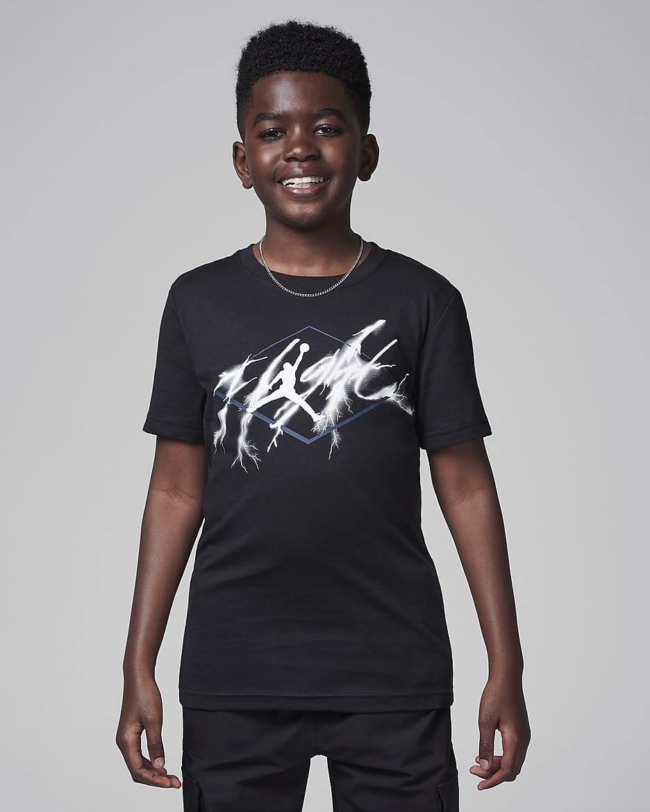 Air Jordan 4 Big Kids' Flight Lightning T-Shirt - Black