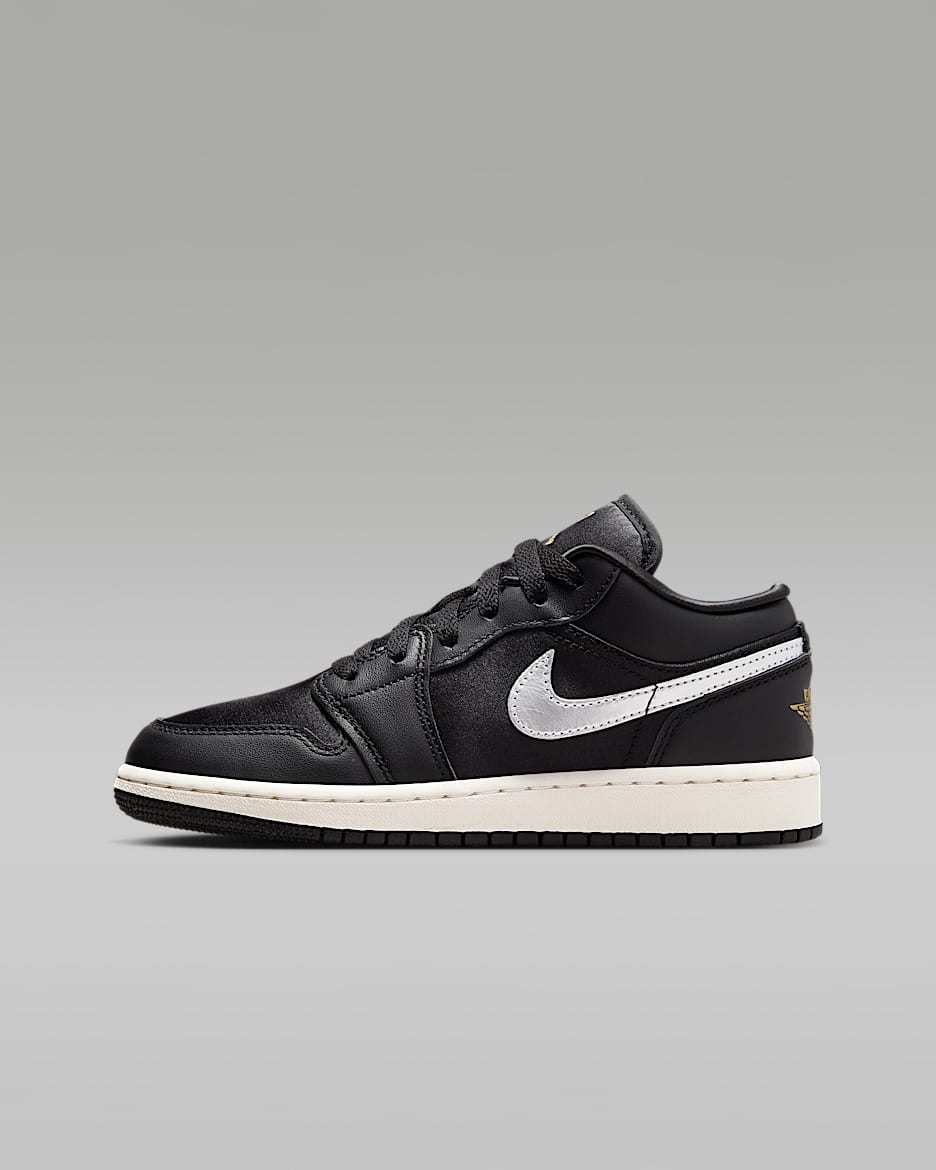 Air Jordan 1 Low SE Older Kids' Shoes - Black/Sail/Metallic Gold/Metallic Silver