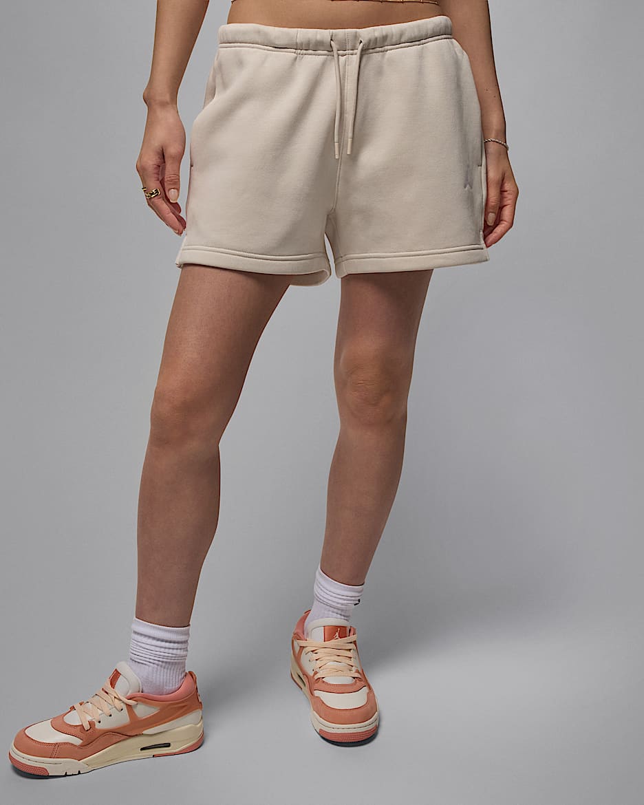 Jordan Brooklyn Fleece Women's Shorts - Light Orewood Brown/White
