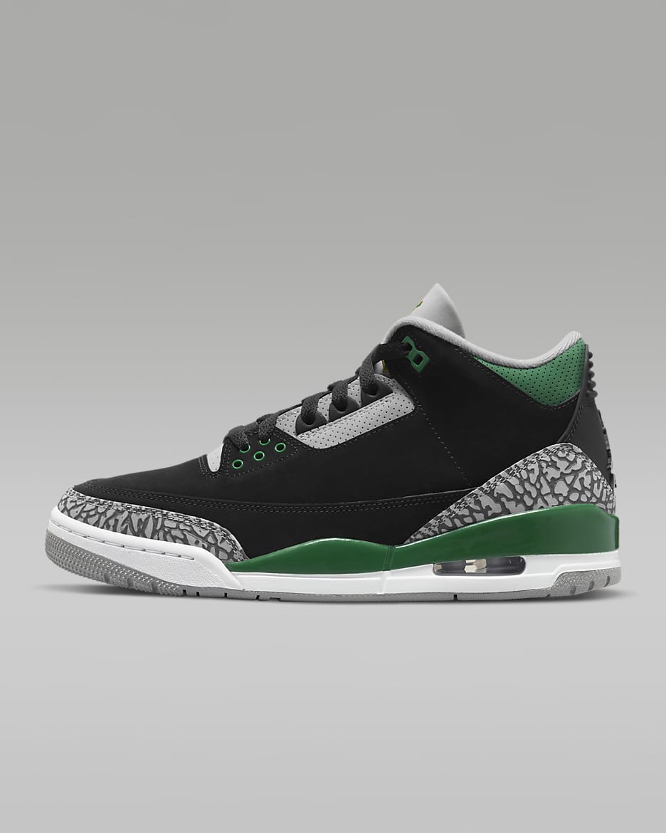 รองเท้าผู้ชาย Air Jordan 3 Retro - ดำ/Silver/ขาว/Pine Green