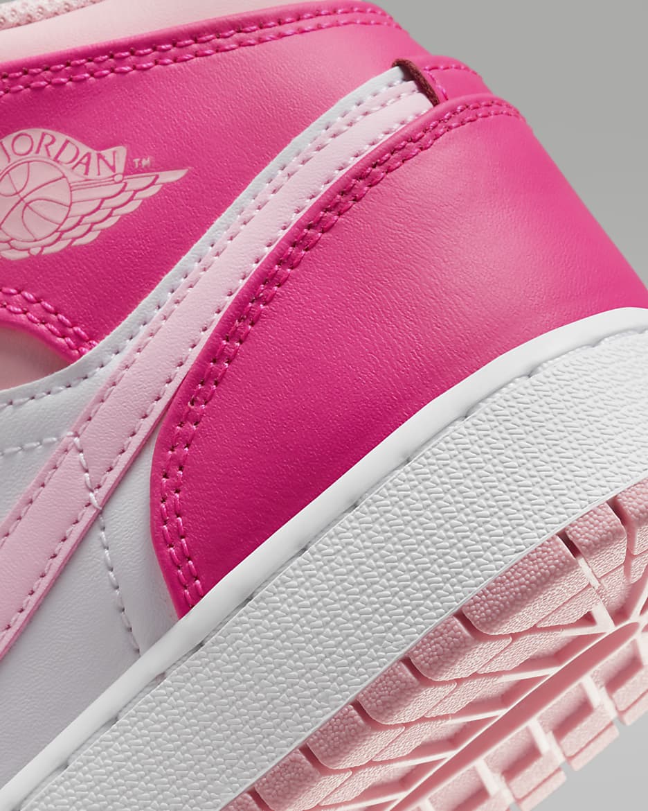 Scarpa Air Jordan 1 Mid - Ragazzi - Bianco/Fierce Pink/Medium Soft Pink