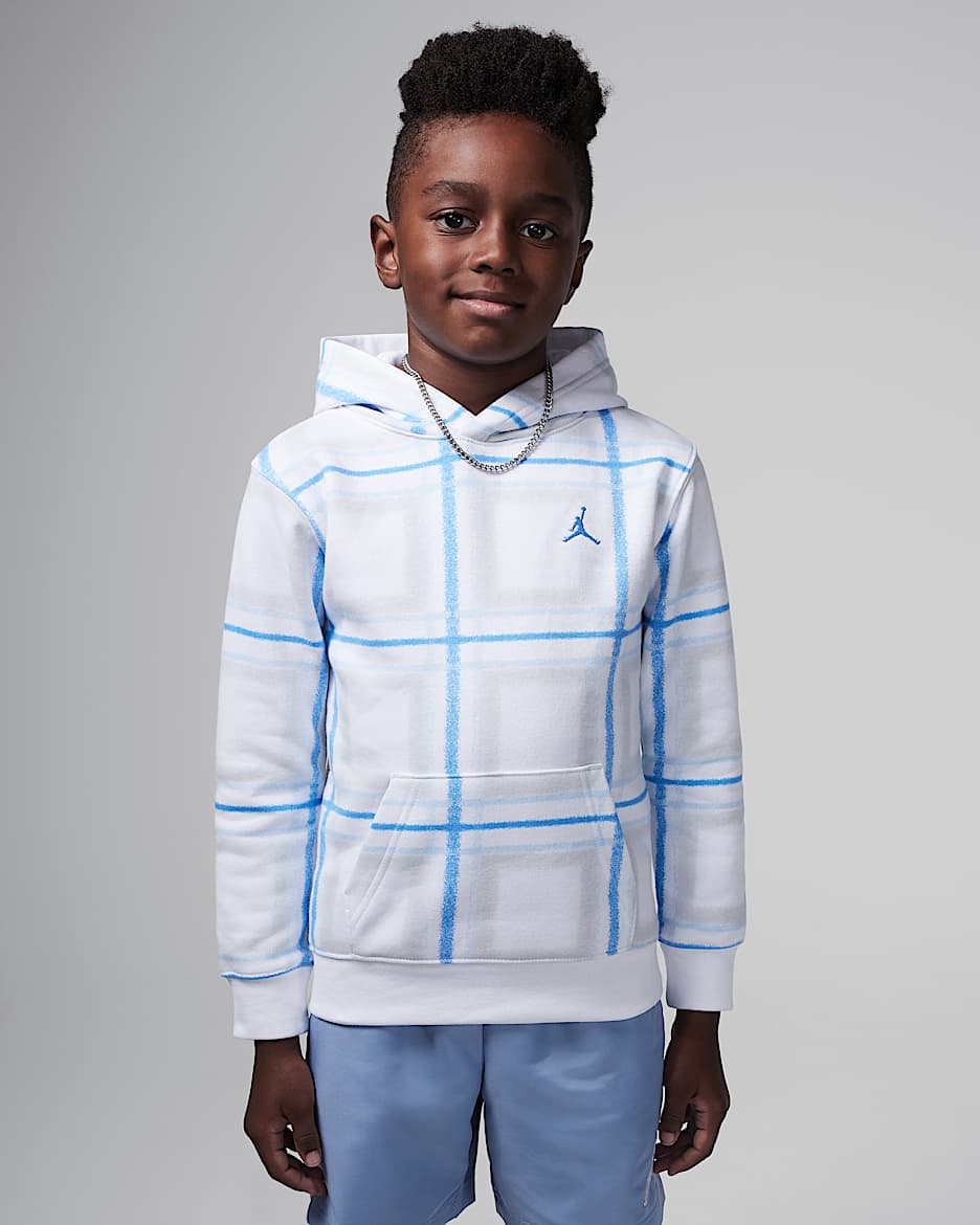 Sudadera con gorro sin cierre festiva de tejido Fleece para niños talla pequeña Jordan Brooklyn Essentials - Blanco