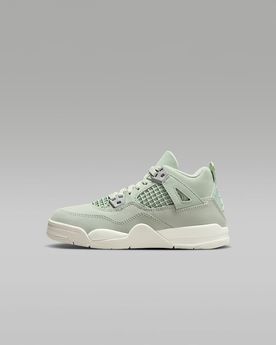 Jordan 4 Retro "Abundance" Little Kids' Shoes - Seafoam/Metallic Silver/Sail