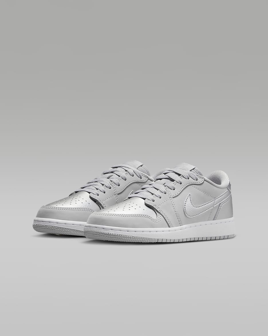 Air Jordan 1 Low OG 'Silver' Older Kids' Shoes - Neutral Grey/White/Metallic Silver