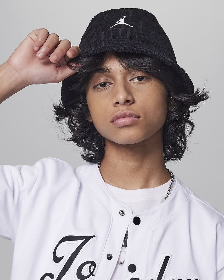 Gorro tipo pescador para niños talla grande Jordan Fuel Up, Cool Down - Negro