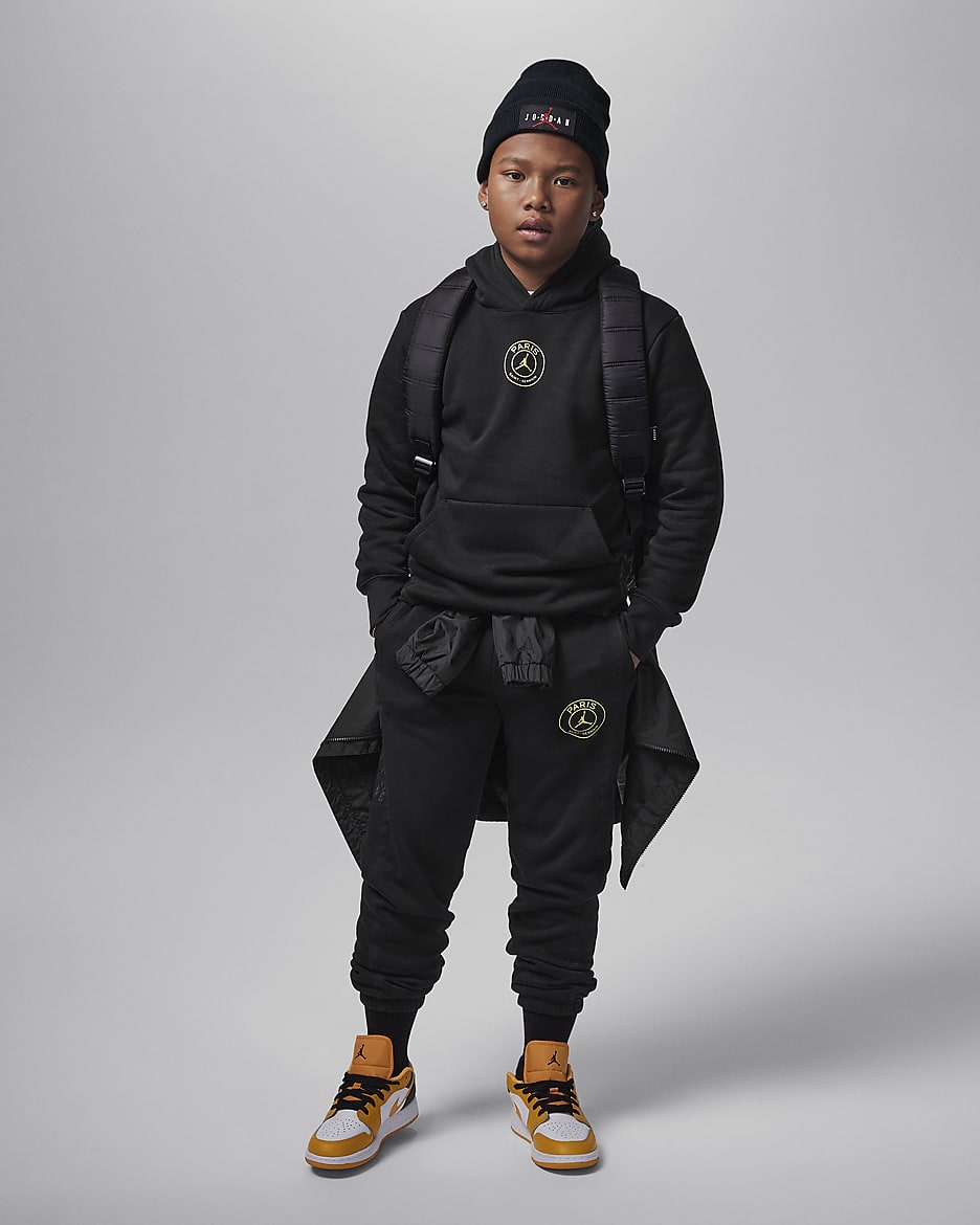 Jordan Paris Saint-Germain Older Kids' Pullover Hoodie - Black