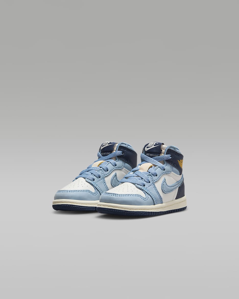 Jordan 1 Retro High OG 'First in Flight' Baby/Toddler Shoes - University Blue/Sail/Midnight Navy/University Gold