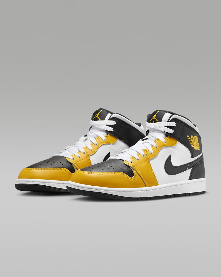 Chaussure Air Jordan 1 Mid pour Homme - Yellow Ochre/Blanc/Yellow Ochre/Noir