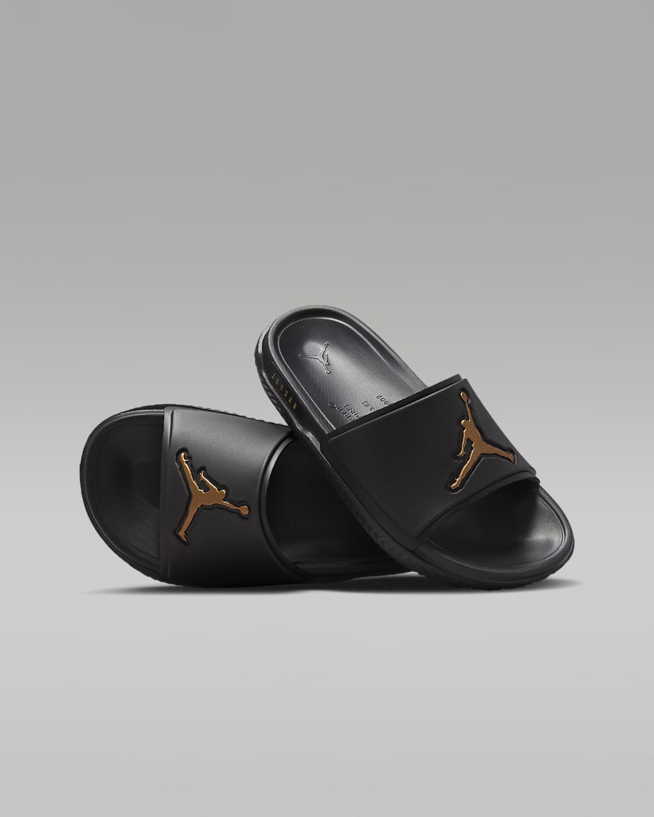 Claquette Jordan Jumpman pour ado - Noir/Metallic Gold