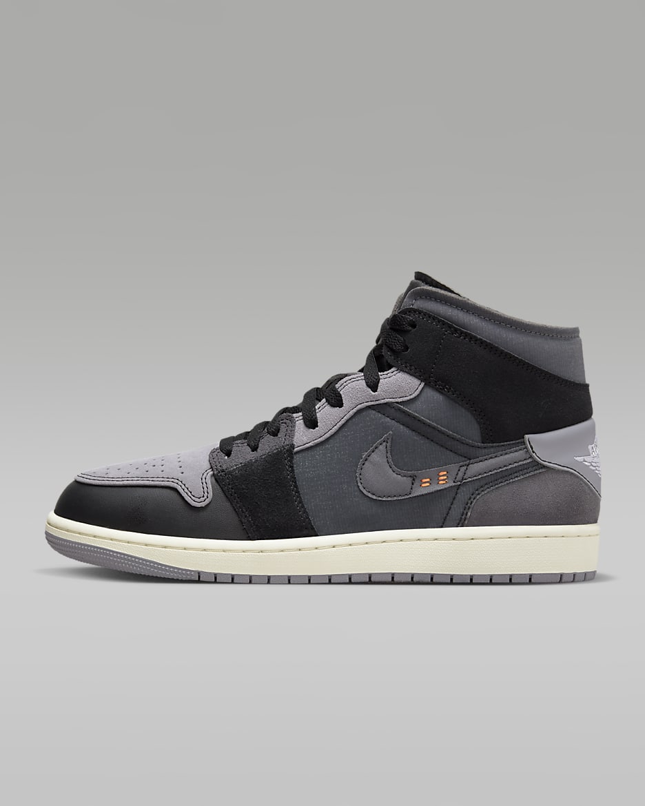 Air Jordan 1 Mid SE Craft Men's Shoes - Black/Light Graphite/Sail/Cement Grey