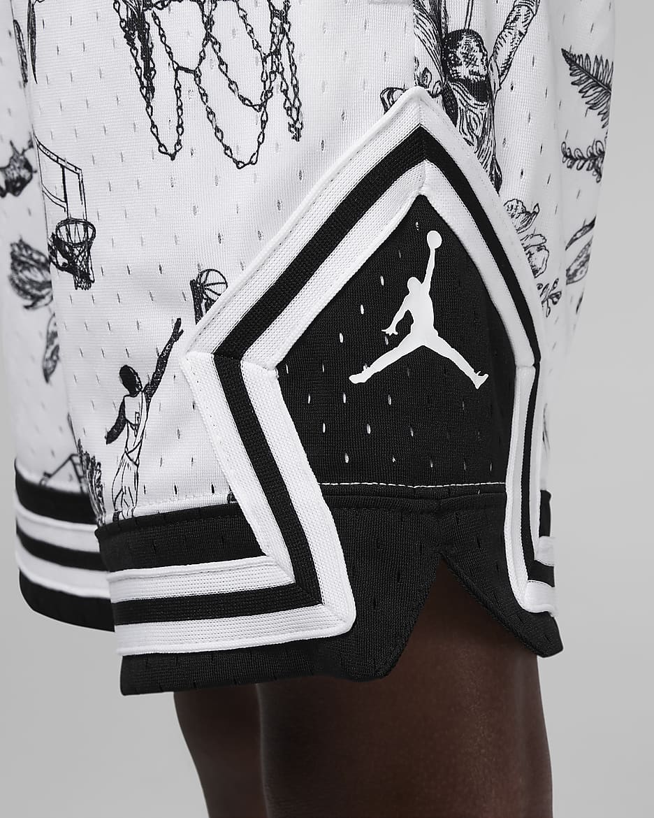 Jordan Dri-FIT Little Kids' MJ Printed Sport Diamond Shorts - White/Black