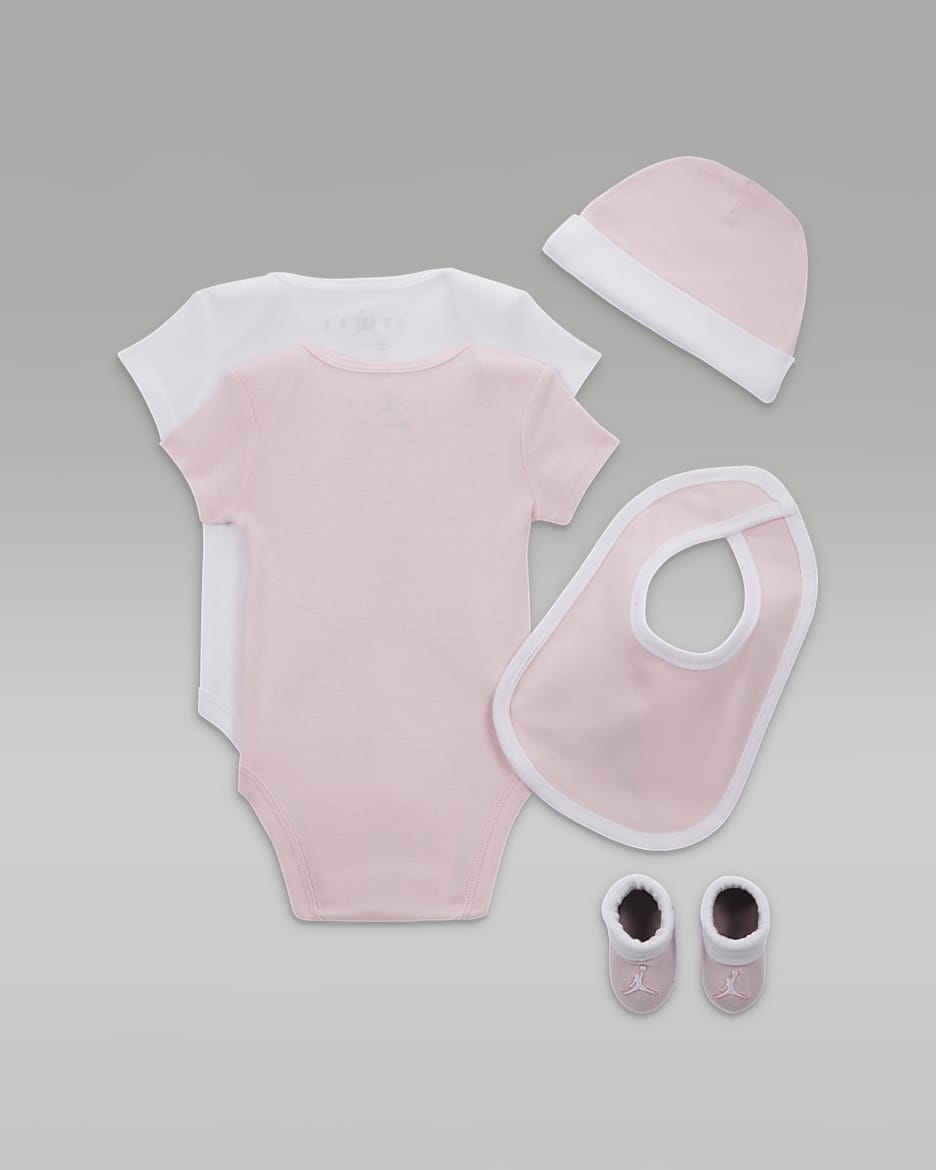 Jordan 5-Piece Core Gift Set vijfdelige boxset met rompertjes voor baby's - Pink Foam