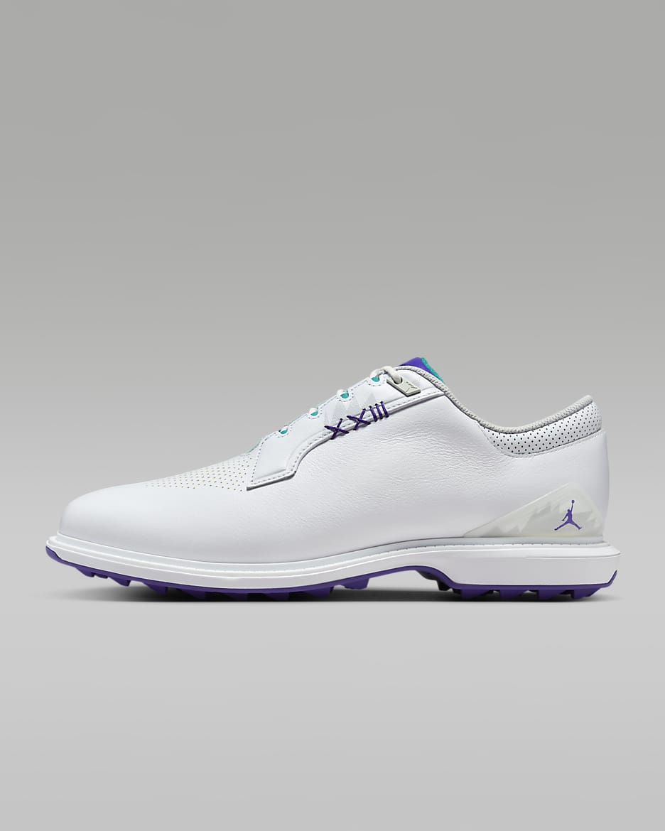 Tenis de golf (anchos) Jordan ADG 5 - Blanco/Esmeralda creciente/Hielo uva