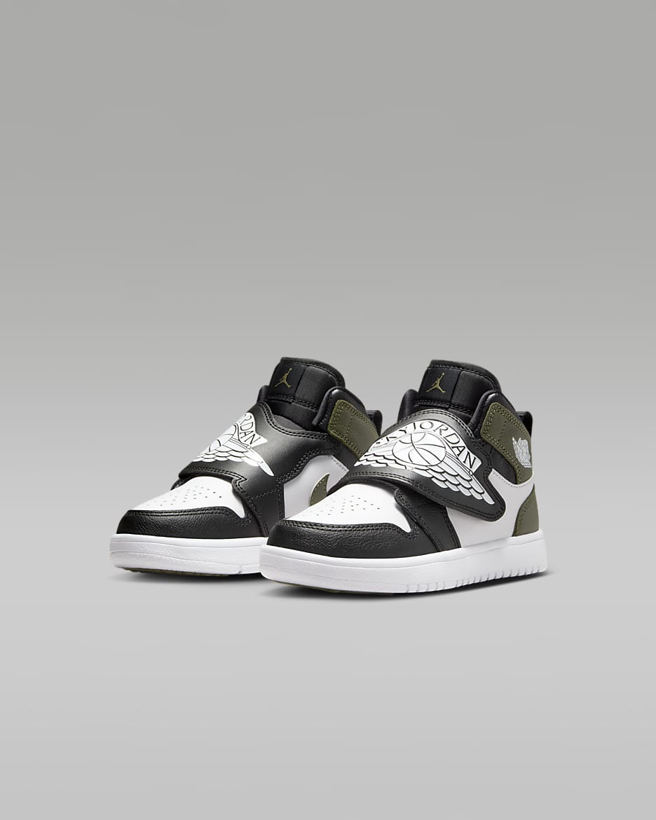 Sky Jordan 1 Younger Kids' Shoe - Black/Medium Olive/White