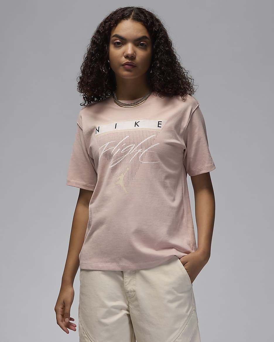 Jordan Flight Heritage Women's Graphic T-Shirt - Pink Oxford/Legend Light Brown
