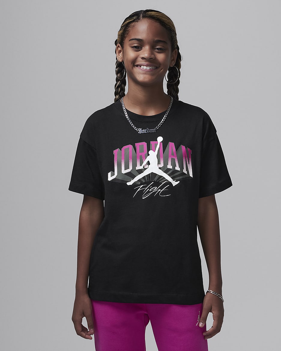 Jordan Playera con gráfico Push Through para niños talla grande - Negro