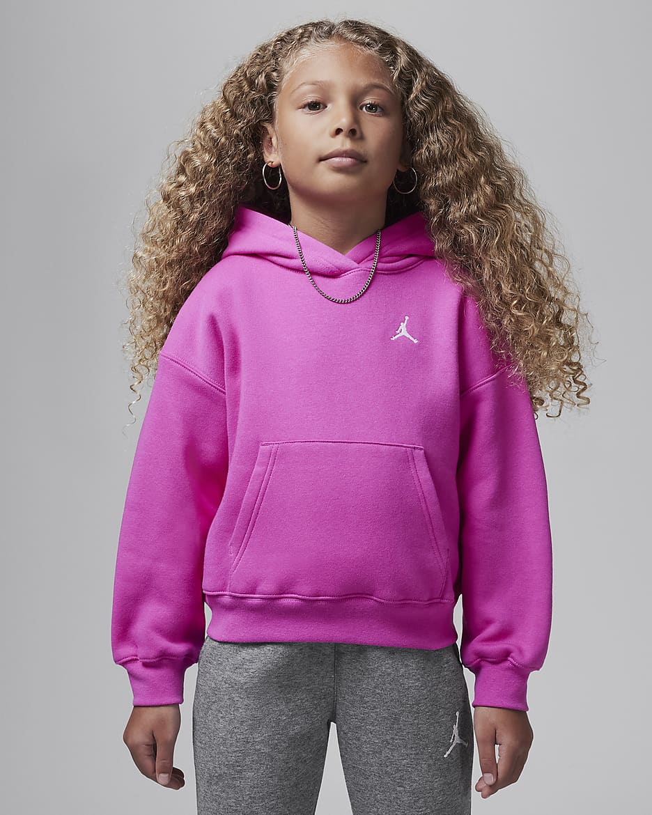 Sudadera con gorro sin cierre para niños talla pequeña Jordan Brooklyn Essentials - Rosa pasión