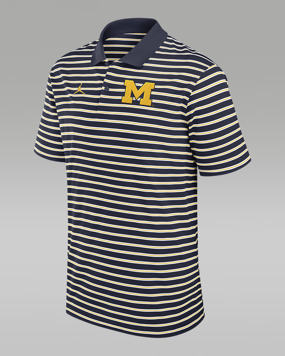 Polo universitario Jordan Dri-FIT para hombre Michigan Wolverines Primetime Victory Striped - Azul marino