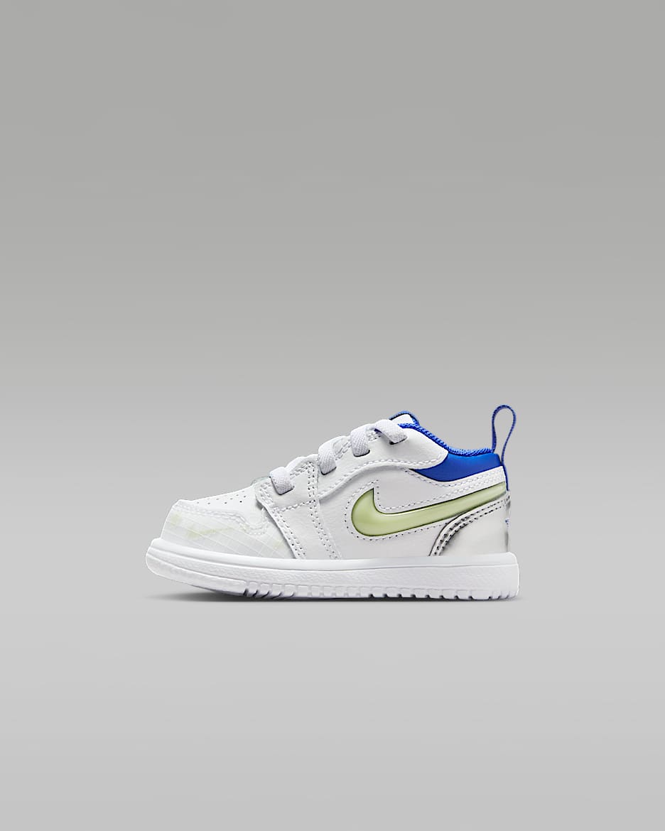 Jordan 1 Low Alt Sneaker School Baby/Toddler Shoes - White/Metallic Silver/Volt Tint/Hyper Royal