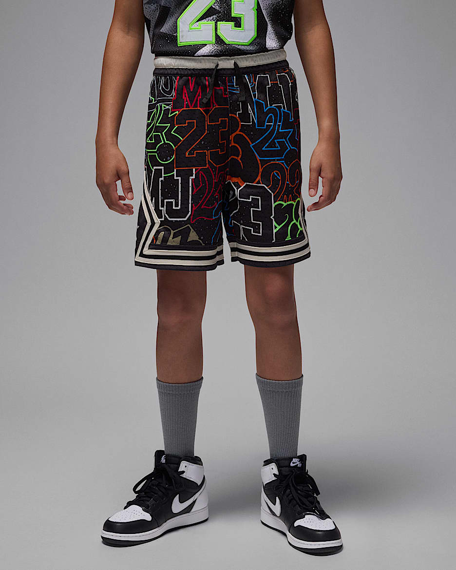 ジョーダン Dri-FIT ジュニア MJ プリント スポーツ ダイアモンド ショートパンツ - ブラック/ホワイト