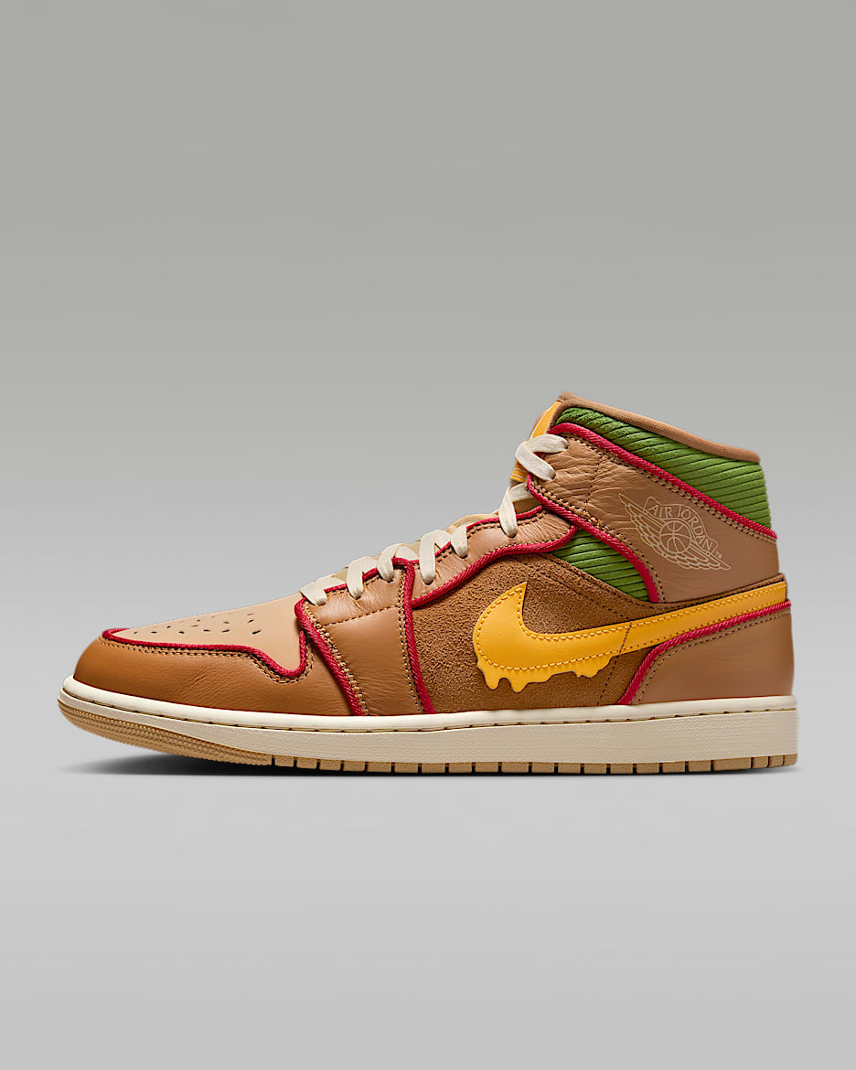 Air Jordan 1 Mid SE Men's Shoes - Flax/Sesame/Coconut Milk/University Gold