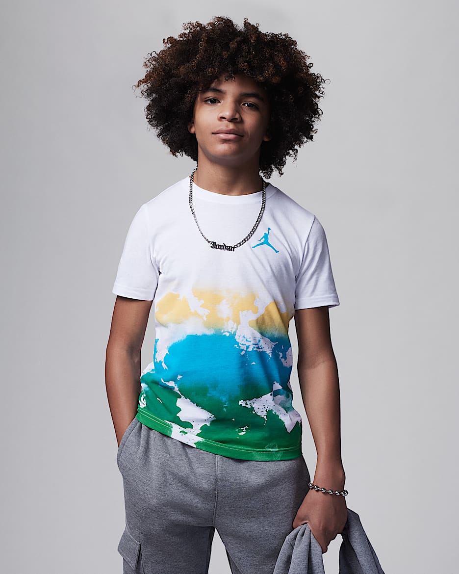 ジョーダン ウォーターカラー フェード アップ Tシャツ ジュニア (ボーイズ) Tシャツ - ホワイト