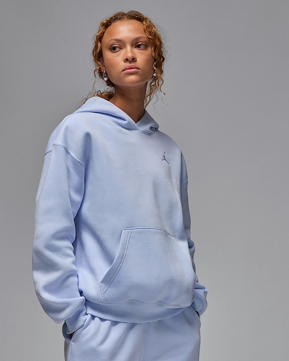 Jordan Brooklyn Fleece kapucnis, belebújós női pulóver - Hydrogen Blue/Fehér