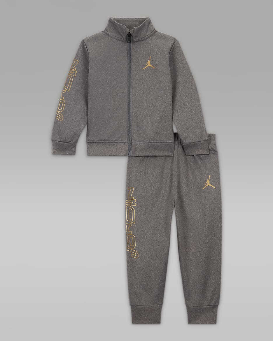 Jordan Take Flight Black and Gold Tricot Set Baby Tracksuit - Carbon Heather