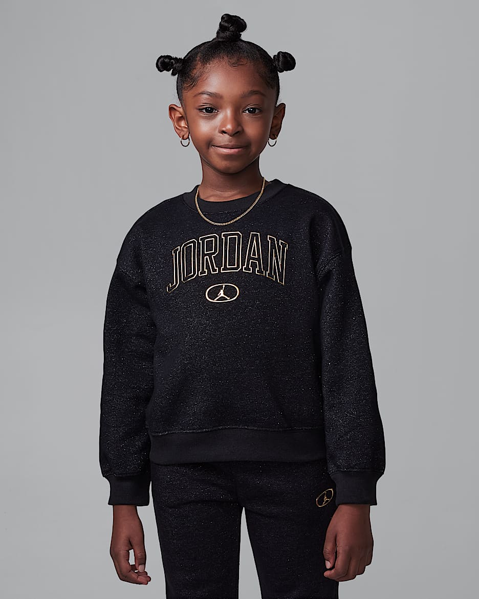 Sudadera de cuello redondo para niños talla pequeña Jordan 1st Baby Blue - Negro