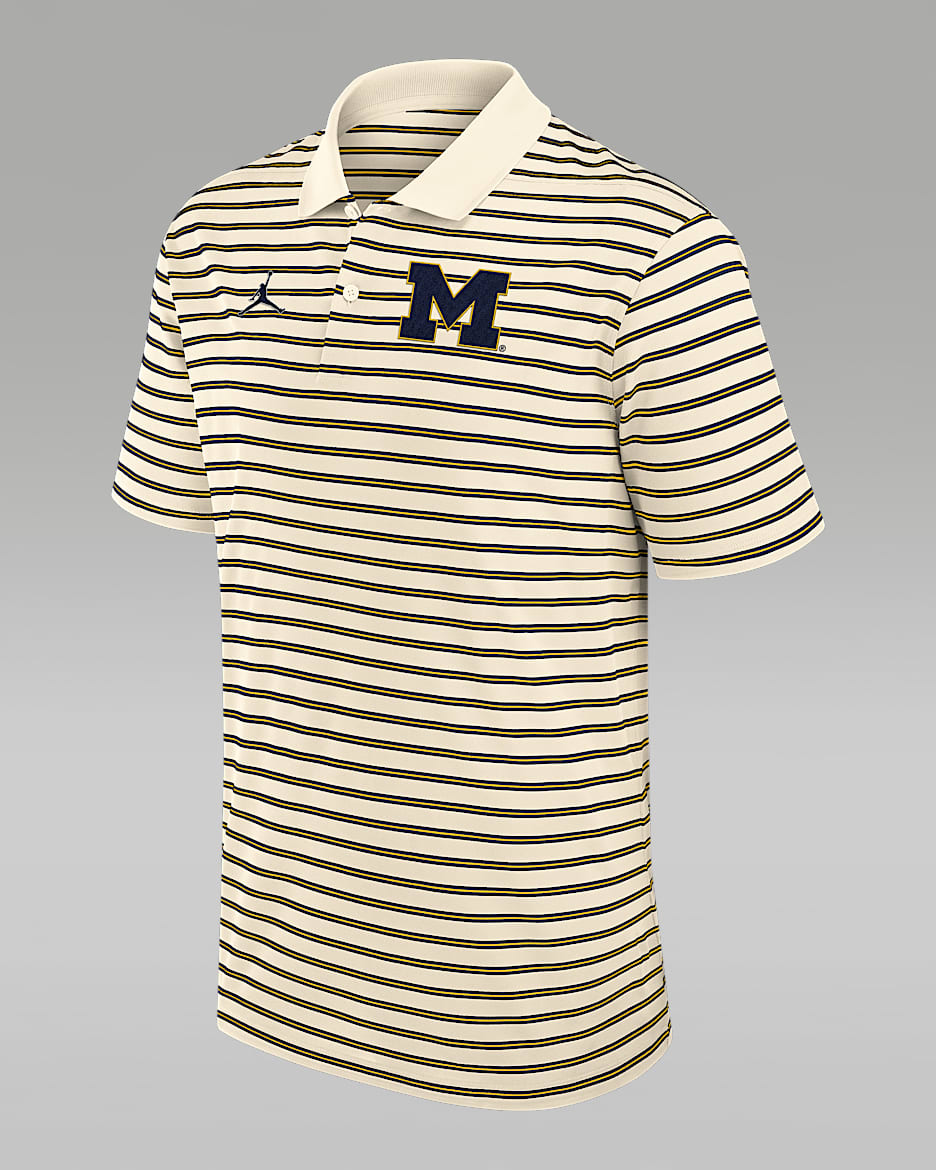 Michigan Striped Men's Jordan Brand Dri-FIT College Polo - Tan/Beige
