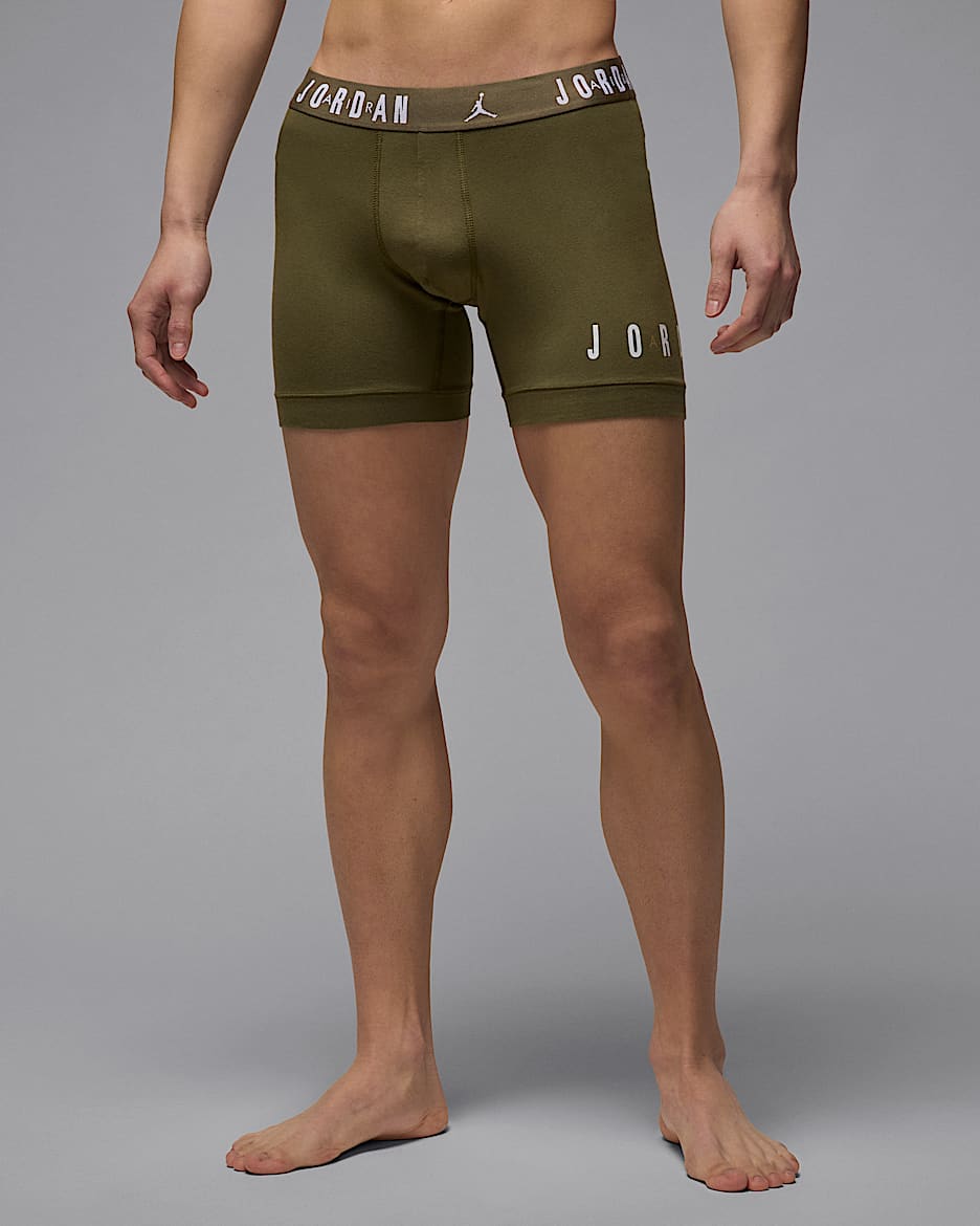 ジョーダン Dri-FIT コットン エッセンシャル メンズ フライト ボクサーブリーフ (2枚セット) - ミディアムオリーブ